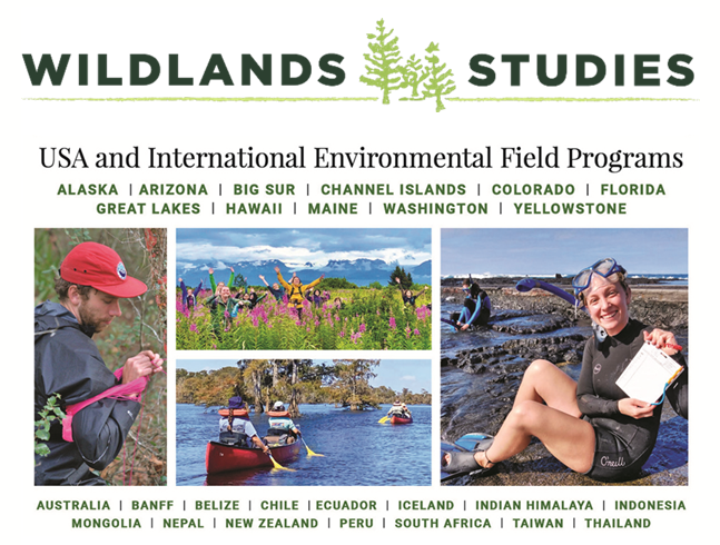 Logo for Wildlands Studies and four photos from program locations