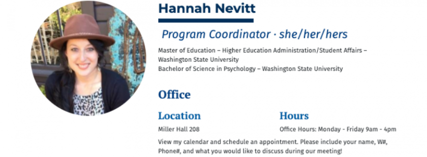 Contact Hannah.Nevitt@wwu.edu if you have questions about these options.