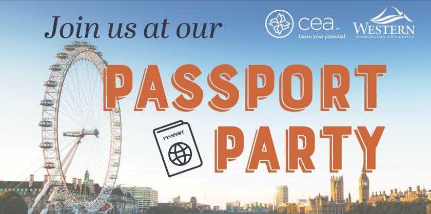 Flyer for CEA & WWU Passport Party