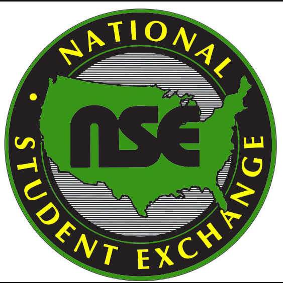 Logo for National Student Exchange. Image of the United States in green with "nse" overlaid in black letters