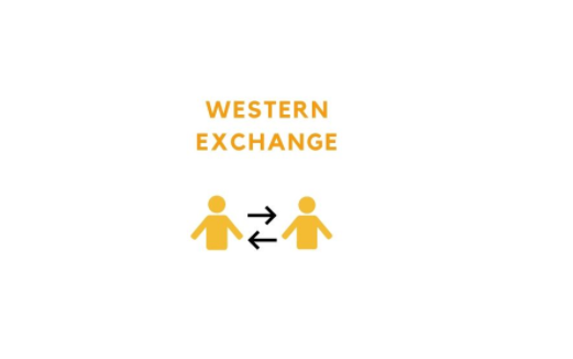"WESTERN EXCHANGE" and images of two stick figure people with arrows pointing between the people