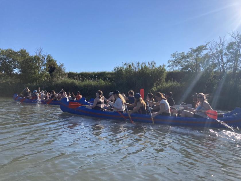 Students Canoeing in Italy